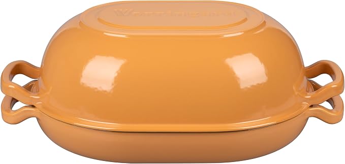 VORRINGARD Enameled Cast Iron Sourdough Bread Oven, Dutch Oven, Loaf Cast Iron Bread Pan for Homemade Bread Baking, Meatloaf Pan with Lid, 7QT, Yellow
