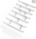 SpaceAid Bamboo Drawer Dividers with Inserts and Labels, Kitchen Adjustable Drawer Organizers, Expandable Organization for Home, Office, Dressers, 7 Dividers with 15 Inserts (17"-22" White)