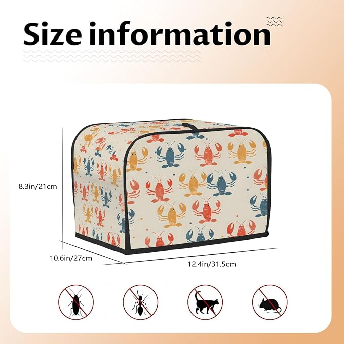 4 Slice Toaster Cover Colorful Lobster Toaster Covers Four Slice Wide Slot Waterproof and Dustproof Covers for Wide Slot Toasters and Small Appliances Kitchen Decor Gifts