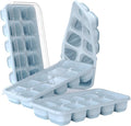 DOQAUS Ice Cube Tray with Lids, 4 Pack Silicone Ice Trays for Freezer | Silicone BPA & LFGB Safe, Easy Release for Kitchen, RV, Cocktail, Coffee, Soup & Food