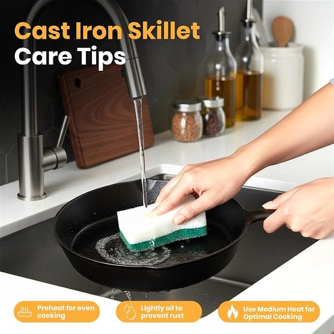 Utopia Kitchen Cast Iron Skillet Set 3 Piece 6 8 10 Inch PFAS-Free Black | Chef Pan, Even Heat Distribution, Stovetop, Campfire and Grill Safe, Large Skillet Set, Indoor Outdoor Use