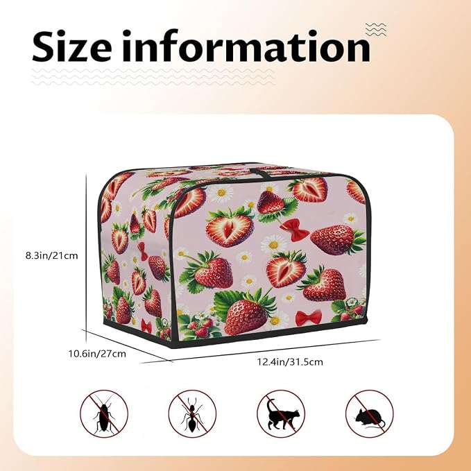 4 Slice Toaster Cover Strawberry Pink Daisy Toaster Covers Four Slice Wide Slot Waterproof and Dustproof Covers for Wide Slot Toasters and Small Appliances Kitchen Decor Gifts