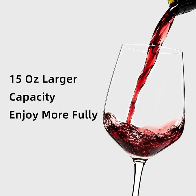 15oz Wine Glasses Set of 12, Thickened Stemmed Glasses for Red/White Wine, Heavy Base Clear Red Wine Glasses for Everyday, Wine Lovers, Parties, Gifts, Dishwasher Safe, 460ml, 12 Piece Set