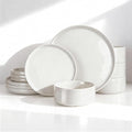 Famiware Porcelain 12-Piece Dinnerware Set, White | Plates and Bowls for 4, Dishwasher & Microwave Safe, Chip & Scratch Resistant, Ideal for Everyday & Formal Use