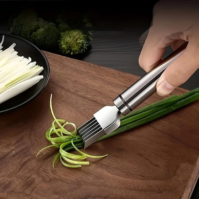 3Pack Green Onion Slicer, Multi-Blade Kitchen Herb Cutter, Professional Scallion Shredding Tool (3, Silver and black)