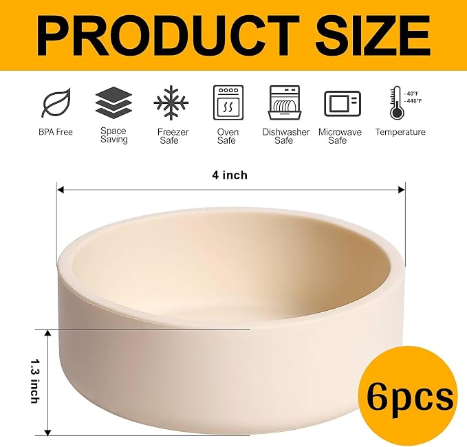 6 Pack Silicone Air Fryer Egg Pan Individual Microwave Egg Cooker Eggwich Egg Bites Molds for Oven Microwave - White