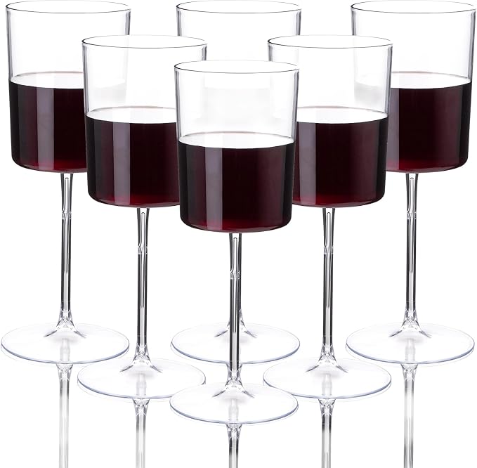 Ciaell 12 Pack Clear Plastic Wine Glasses - 14Oz Plastic Wine Glasses with Stem - Disposable Stemmed Wine Glass for Parties & Weddings & Outdoor | 14 oz Clear Stemmed Cups, Heavy Duty Plastic, Wine Champagne Cocktails Margaritas for Parties Birthdays A...