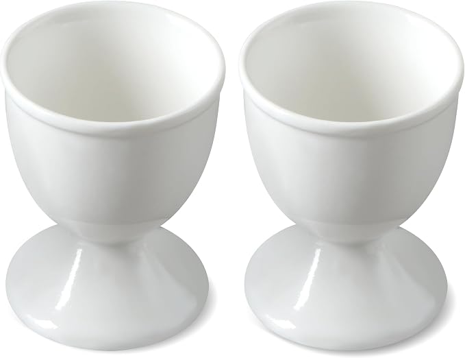 Cinf Ceramic Egg Cups, Set of 2, White Boiled Egg Holders for Breakfast | Set of 2 ceramic egg cups, classic white design, easy to clean, ideal for boiled eggs, breakfast serving and holiday gifting