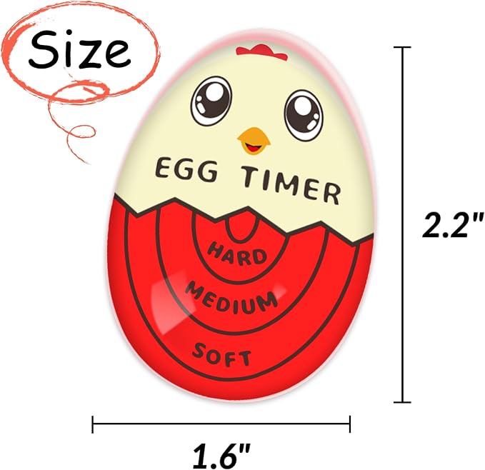 Lasubst Egg Timer for Boiling Eggs that Changes Color When Done, Red