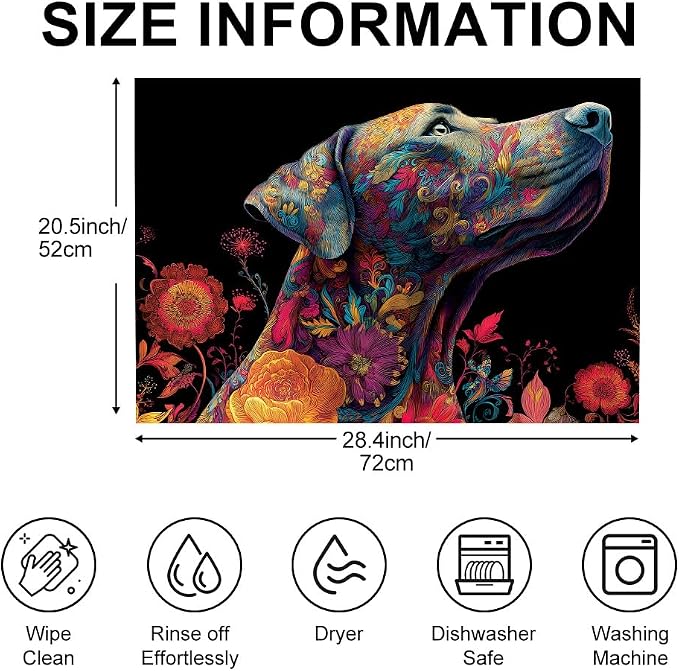 Colorful Dog Stove Top Cover 28.35x20.47 in Non Slip Mat | Heat Resistant Cooktop Protector Mat with Non-Slip Backing, Scratch Protection and Countertop Drying Mat.