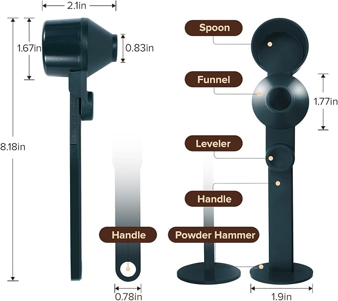 Coffee Scoop & Funnel, Jade Green, 2 Models A&B, 2Pcs | For Reusable K-Cup Pods, 2Tbsp Dosing Spoon, 51mm Espresso Tamper, BPA-Free PCTG, Dishwasher Safe