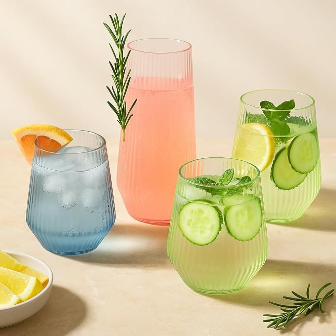 48 Pack Disposable Wine Glasses, Plastic Champagne Flutes - Stemless Clear | 24 9oz Flutes, 24 12oz Wine Cups, Cocktail Glasses, BPA-Free Shatterproof Unbreakable Reusable Recyclable Wedding Birthday