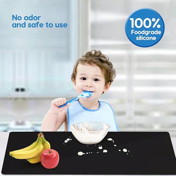Extra Large Silicone Mat 35.3"x23.5"x0.08", Multipurpose Silicone Mat Thick Heat Resistant Mat Shipped Rolled Up Kitchen Counter Mat Waterproof Nonslip Silicone Mats for Kitchen Counter Black | Extra Large, Heat Resistant, Waterproof, Nonslip, Multipur...