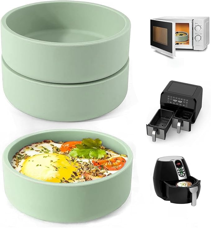 3Pcs ZHYEEDAA Air Fryer Egg Mold,Silicone Egg Molds, Individual Egg Bite Maker Reusable Egg Molds, Microwave Egg Cooker, BPA Free, Dishwasher Safe (Round3)