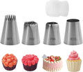 5 Pcs Large Piping Tips Set with Coupler, Stainless Steel Frosting Tips for Cake Decorating, Extra Large Pastry Nozzles for Cupcakes, Cookies, Churros, Eclairs, Meringue and Baking(F02/F06/9FT/R22L)