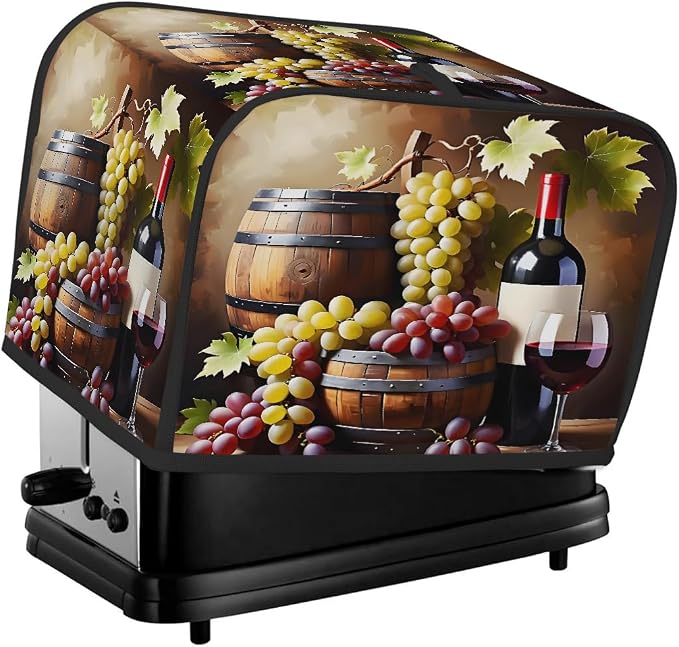 2 Slice Toaster Cover Grapes Red Wine Vintage Toaster Covers Two Slice Wide Slot Waterproof and Dustproof Covers for Wide Slot Toasters and Small Appliances Kitchen Decor Gifts
