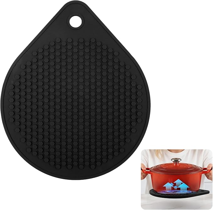 Magnetic Silicone Trivet Compatible with Le Creuset Cast Iron Dutch Ovens | BPA Free Non-Slip 8" Heat-Resistant Trivet for Hot Pots, Pans & Dishes, Pot Holder for Cooking, Serving & Table Protection