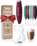 Elementi Drink Mixer Handheld - Electric Stirrer and Powerful Protein Powder Mixer Wand, Easy-to-Use Mini Frother Wand for Quick Delicious Cocktails, Milk Frother and Coffee Stirrers (Burgundy)