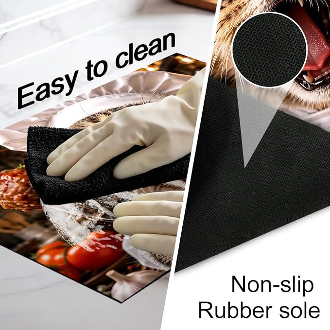 Cat Chef Stove Top Cover 28.35x20.47 in Non Slip Burner Mat | Heat Resistant Cooktop Protector Mat with Non-Slip Backing, Scratch Protection and Countertop Drying Mat.