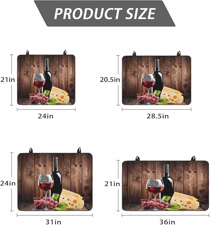 Stove Top Covers for Electric Stove 28.5x20.5 Inches,Red Wine Grapes HeatResistant Glass Cooktop Protector,Vintage Brown Wood Farmhouse Ceramic Stovetop Countertop Covers Mat, Oven Cover Kitchen Decor