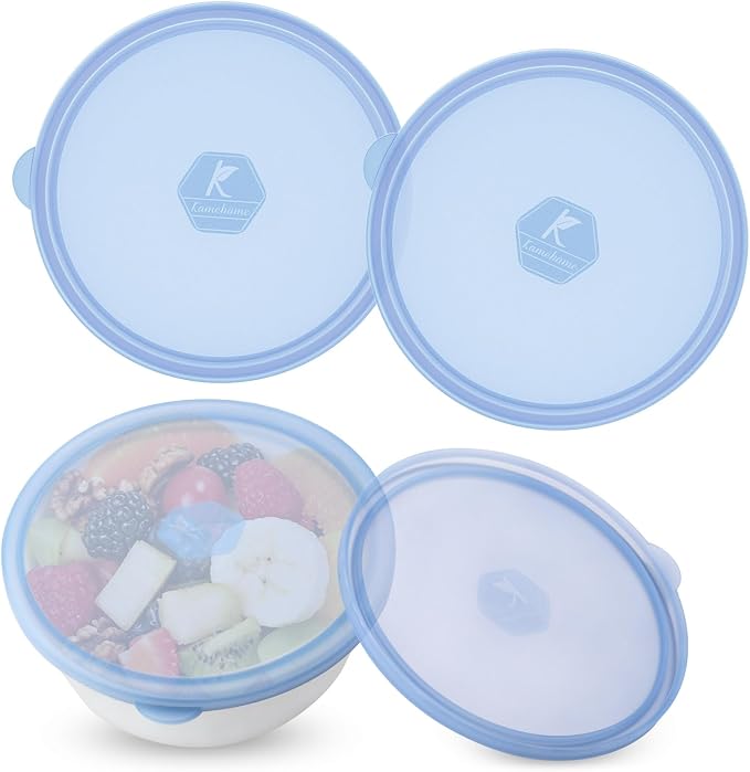 Silicone Lids for Corelle Vitrelle, 4 Pack Corelle Bowl Lids for 28oz Soup Bowls Corelle Vitrelle 428-PC, Freezer Microwave Dishwasher Safe