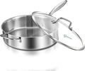 LOLYKITCH 3-Quart Saute Pan with Lid | 10-Inch Deep Frying Pan | Dia 26CM | Small | Tri-Ply Stainless Steel Clad | Dishwasher & Oven Safe | Compatible for All Cooktops | Riveted Handle | 2-3 Servings