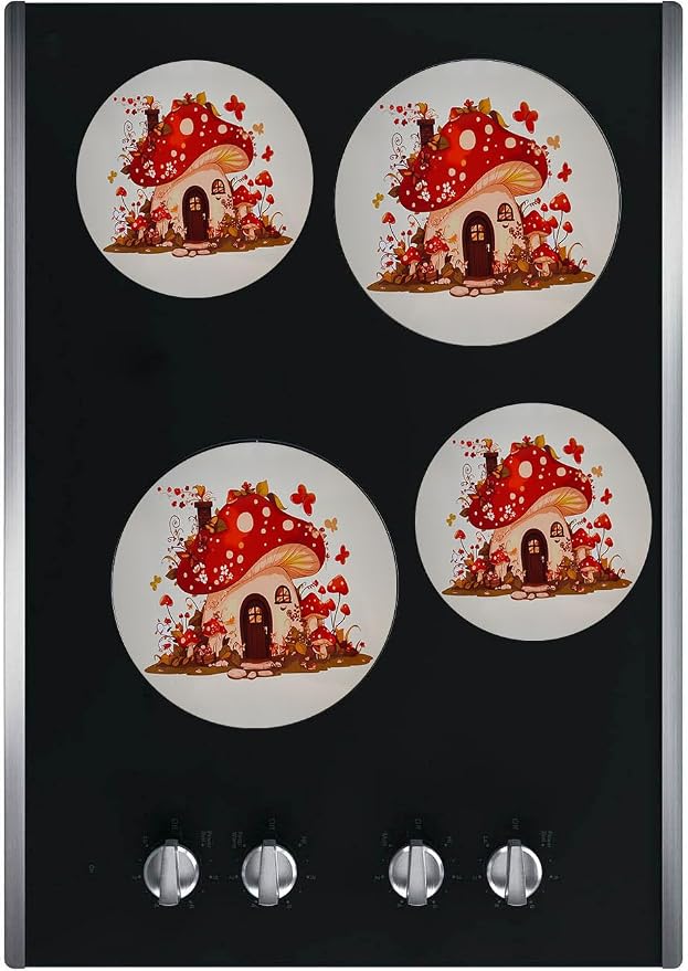 Kerixi Electric Stove Burner Covers Range Top For Expanding Counter Space Stovetop Decor (Mushroom)