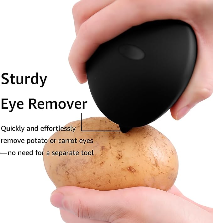 2-Pack Produce Brush for Potatoes, Carrots and Roots, Black | Firm and soft bristles for potatoes, carrots, roots, fruits, greens