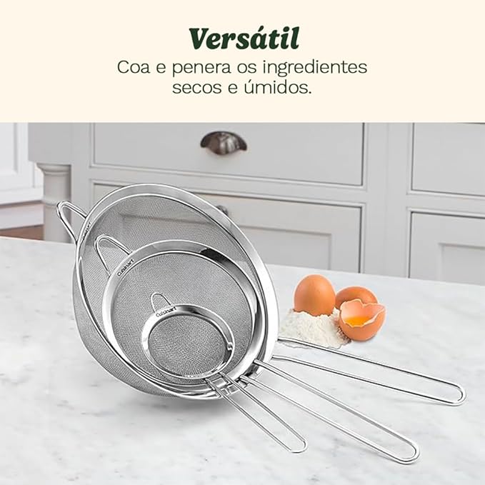 Cuisinart Mesh Strainers, Stainless Steel, Dishwasher Safe, 3-Count | Fine mesh kitchen strainers in 3 sizes, can be used as a pasta strainer, rice strainer, spaghetti strainer, CTG-00-3MS