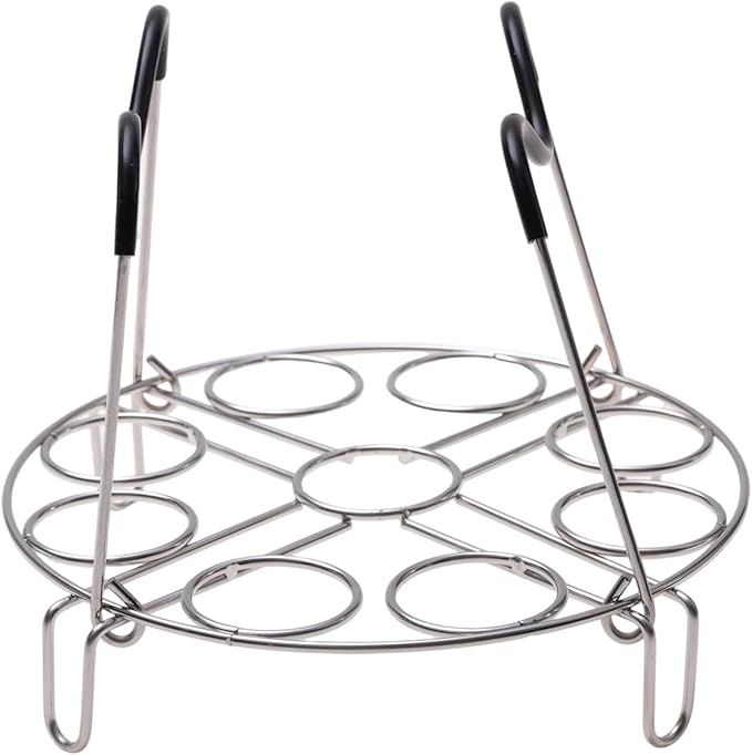 19.5cm Silver Egg Steamer Rack, Heat Resistant Silicone Handle | 19.5cm/7.68inch Steamer Rack Trivet for Instant Pot Accessories Stainless Steel Egg Assit fit, Kitchen Steam Rack Cook 9 Eggs