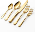 SIAKA 40-Piece Gold Silverware Set, Stainless Steel Flatware Set Service for 8, Food Grade Cutlery Utensil Set for Home Restaurant, Include Knife Forks Spoons Set, Mirror Polished Dishwasher Safe