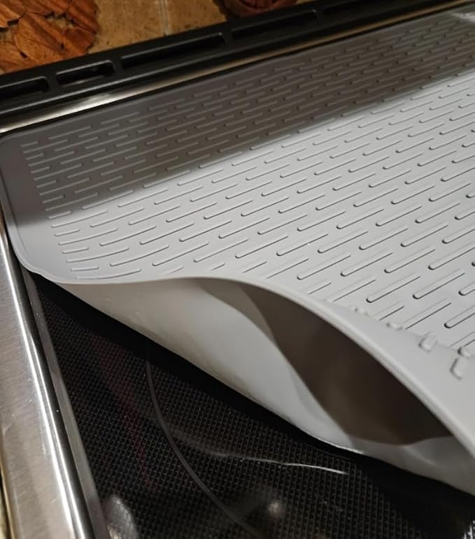 YUHFERA Stove Top Cover for Electric Stove - Silicone Stove Mat for Glass Top, Glass Cooktop Protector, XL Dish Drying Mats for Kitchen,Oven Covers for Electric Stove (Gray,28 x 20)