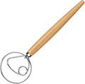 Maxjoy Danish Dough Whisk, Stainless Steel Wooden Bread Tool for Sourdough | Wooden Handle Dutch Dough Hook, Replaces Mixer and Spoon for Sourdough Pastry Pizza, Food Safe, Rust Resistant, Easy Clean