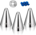 3 Pieces #18 Cake Piping Tip Open Star Icing Tip Seamless Icing Tips Stainless Steel Cupcake Piping Tips for Frosting Macarons Dessert Cake Decorations