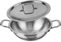 KSJONE 1-Quart Tri-Ply Stainless Steel Kadai with Lid, Less Oil Use, Healthy Cooking, Food Safe, Stay Cool Handles, Compatible with All Modern Cooktops, Oven-Safe, Dishwasher-Friendly