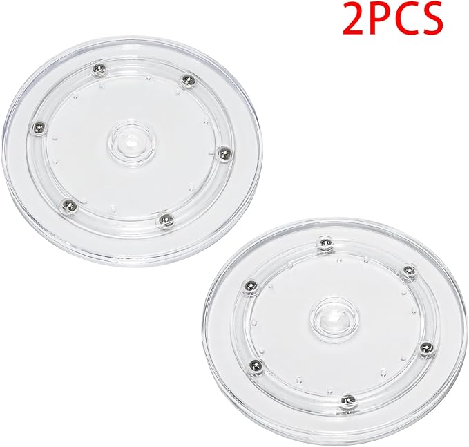 2Pcs Clear Acrylic Lazy Susan 6 Inch Turntable Organizer Bearings | Mini Lazy Susan, Small Lazy Susan Turntable, 360° Rotating Swivel Plate for Spice Rack, Cosmetic, Cake, Pantry, DIY Display