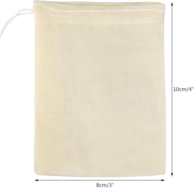 Tayfremn 200Pcs Cotton Drawstring Bags, Reusable Muslin Bag Natural Cotton Bags with Drawstring Produce Bag Bulk Gift Jewelry Pouch for Party Wedding Home Storage, Natural Color (4 x 3 Inches)