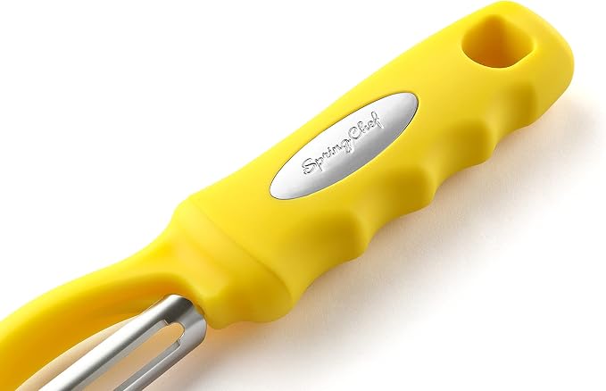 Spring Chef Swivel Potato Peeler for Kitchen with Soft Grip Handle, Yellow | Premium Vegetable Peeler w/ Sharp Stainless Steel Blades, Multifunctional Food Peeler for Apple, Carrot, Cucumber, Fruit