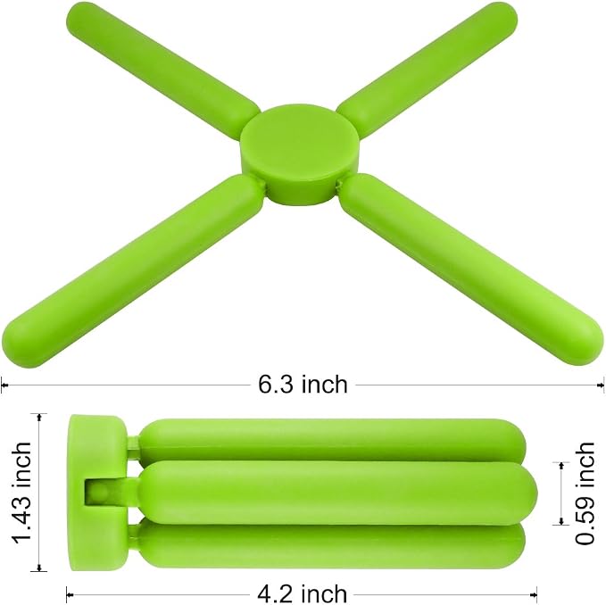 SourceTon 6 Pack Non-Slip Foldable Silicone Trivets in Cute Colors, Silicone Pot Holder, Hot Pad, Pot Holder, Free Bonus Spoon Rest/Balloon Whisk Rest
