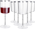 Ciaell 12 Pack Silver Plastic Wine Glasses for Weddings Outdoor Gatherings | 14 oz Silver Square Stemmed Cups, Heavy Duty Plastic, Wine Champagne Cocktails Mimosas for Parties Dinners