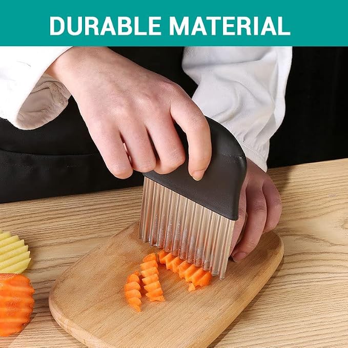 Large Crinkle Cutter - Potato Slicer Wave Chopper - Stainless Steel Wave Cutter for French Fry, Vegetable and Fruit (1 Pack)