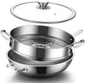 Toutrop 14 Inch Hybrid Stainless Steel Wok with Lid & Steamer Basket,Nonstick Stir Fry Pan, PFOA-Free,Stay-Cool Handle,Works on Induction,Dishwasher & Oven Safe