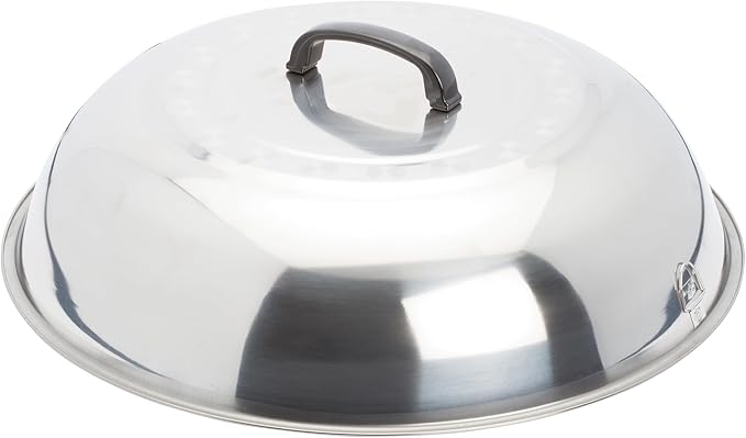 Winco 17 3/4" Stainless Steel Wok Cover | Great for Covered Cooking, Heat Retention, Stir Fry and Kitchen Prep