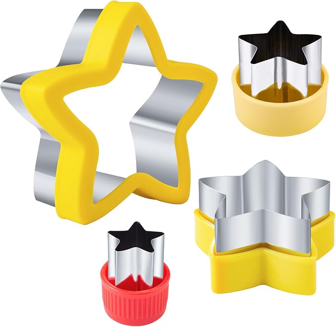 Star Cookie Cutters 4 Pcs, Kimfead Sandwich Cutter for Kids Lunch, Vegetable Fruit Cutters Shapes, Stainless Steel Biscuit Cutters for Children Boys Girls | Sandwich Cutter for Kids Lunch, Vegetable Fruit Cutters Shapes, Biscuit Cutters, for Children B...