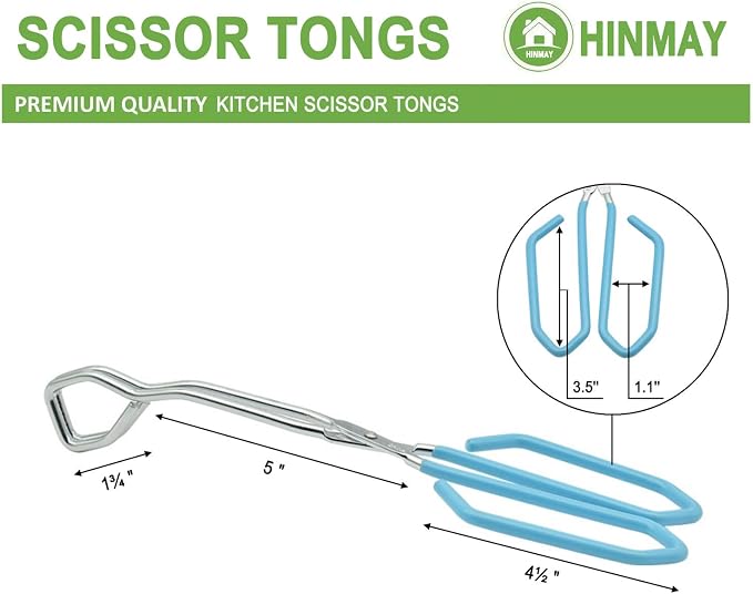 HINMAY Kitchen Scissor Tongs 11-Inch Heavy Duty Stainless Steel Wire Tongs