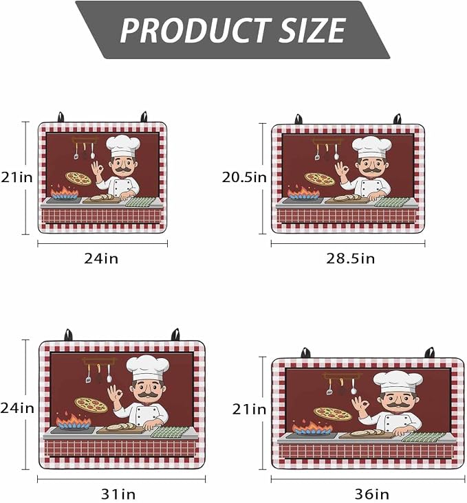 Stove Top Covers for Electric Stove 31x24 Inches, Ok Gourmet Cooking HeatResistant Glass Cooktop Protector, Funny Chef Kitchen Knife Fork Red Plaid Ceramic Stovetop Countertop Covers Mat, Oven Cover
