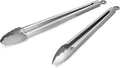 304 Stainless Steel Kitchen Cooking Tongs, 14 & 16 Inch, Set of 2, Grey | Locking Food Tongs with Non-slip Grips and Hanging Loops for Cooking, Grilling, BBQ and Serving, Dishwasher Safe