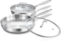 DELARLO Tri-Ply Stainless Steel Pan,18/10, 8",12" | Nontoxic Durable Oven Safe 800℉ All Cooktops Compatible Fast Even Heat PFOA Free Large Frying Pan Nontoxic Cookware