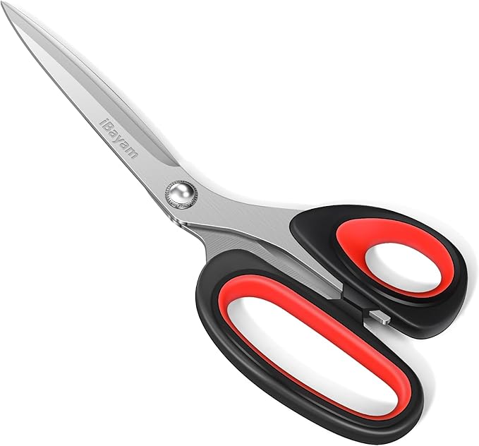 iBayam Scissors All Purpose, 9.3 Inch Heavy Duty Stainless Steel Shears | Home Household Cutting Fabric Leather, Sewing Shears, Paper Box Cutter, Package Opener, Hand Cutting Tools
