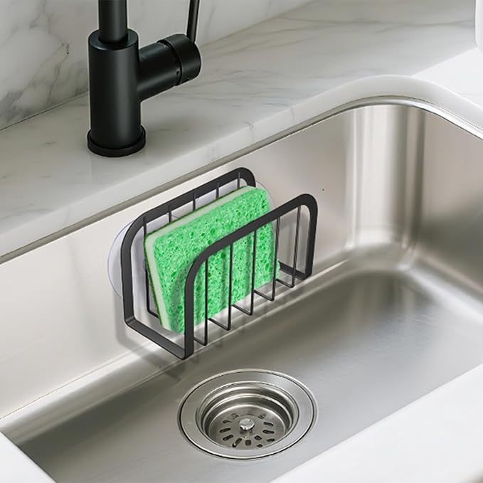 Sponge Holder for Kitchen Sink,Kitchen Sink Caddy with Sponge Holder-Black